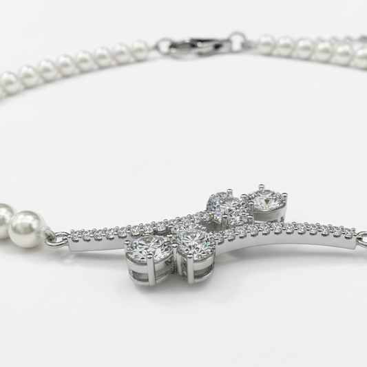 Lace of Light Pearl Sterling Silver Bracelet for Women