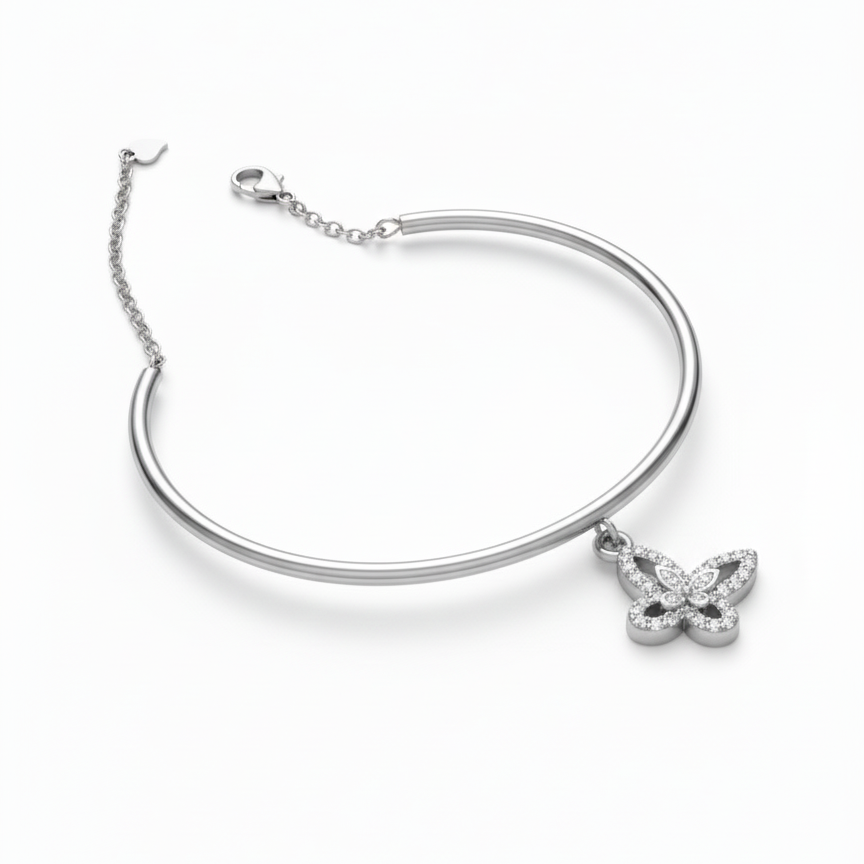 The Zenith Butterfly Sterling Silver Cuff Bracelet for Women