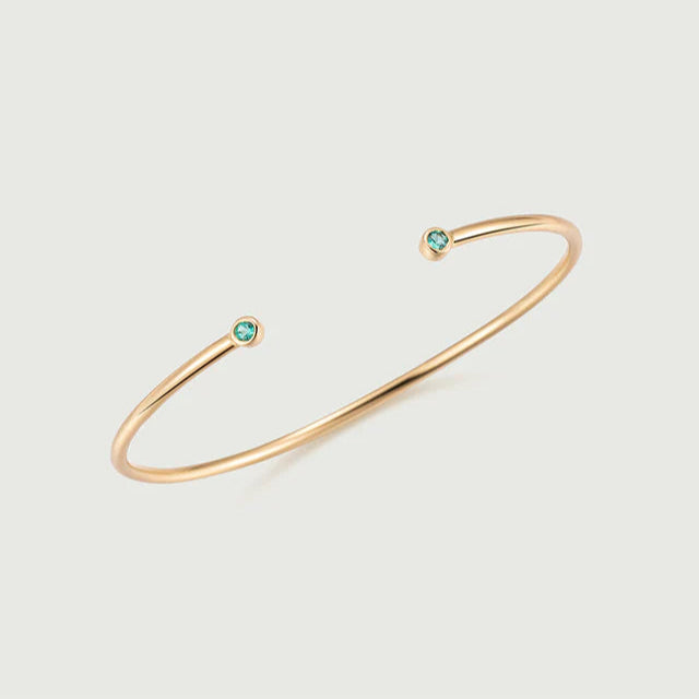 Iris Bangle – Bezel Set Moissanite Open Bangle in 925 Sterling Silver
