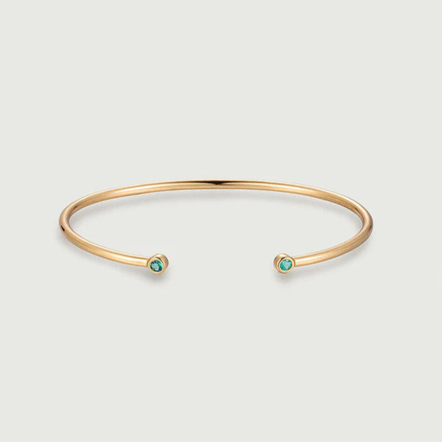 Iris Bangle – Bezel Set Moissanite Open Bangle in 925 Sterling Silver