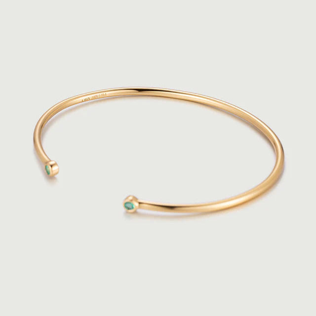 Iris Bangle – Bezel Set Moissanite Open Bangle in 925 Sterling Silver