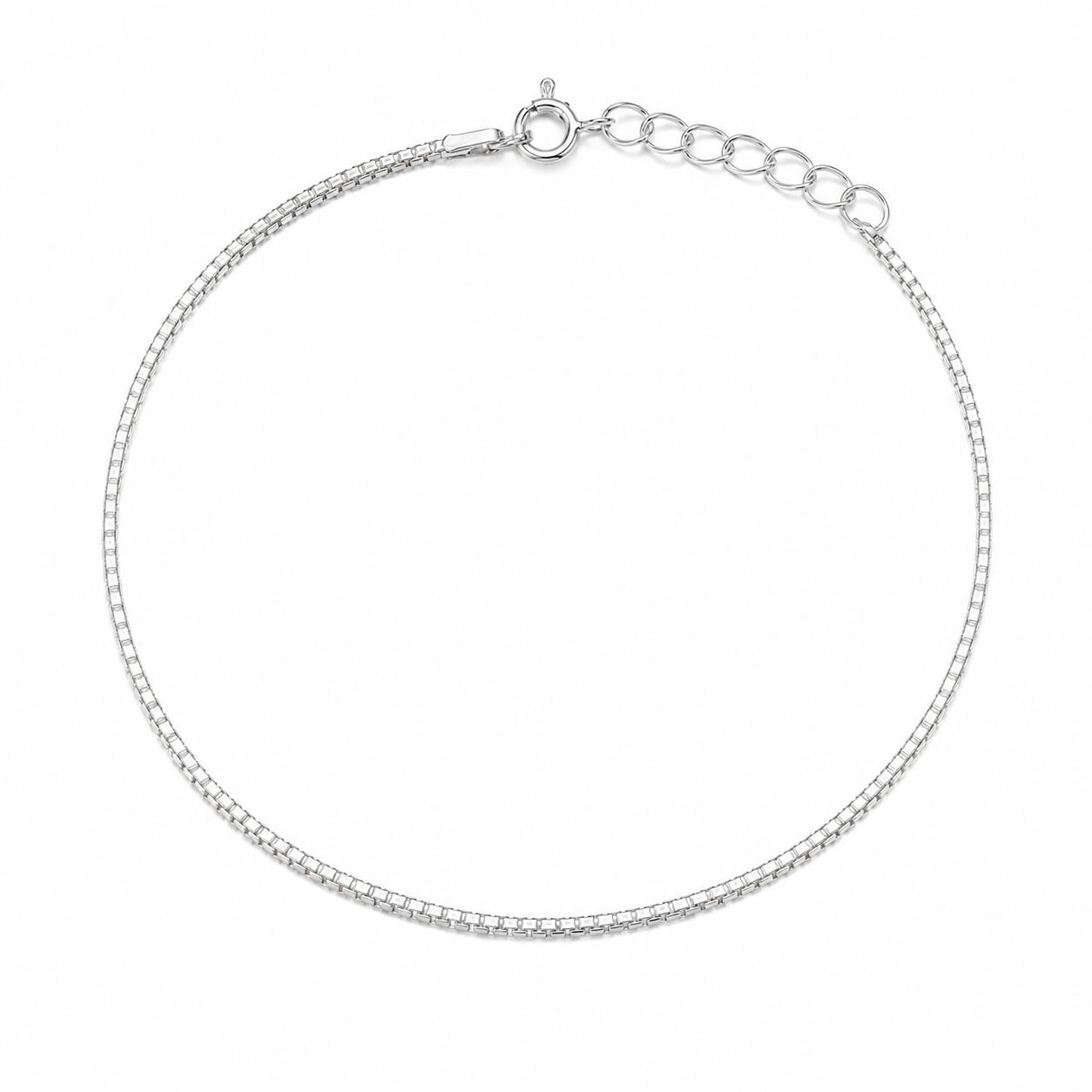 925 Sterling Silver Minimalist Box Chain Anklet