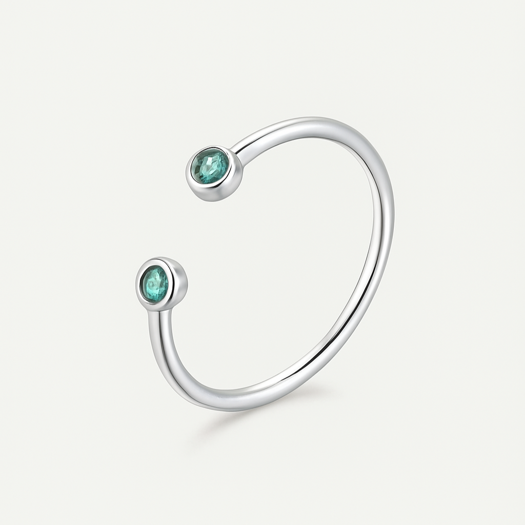 Iris Ring – Bezel Set Moissanite Open Ring in 925 Sterling Silver