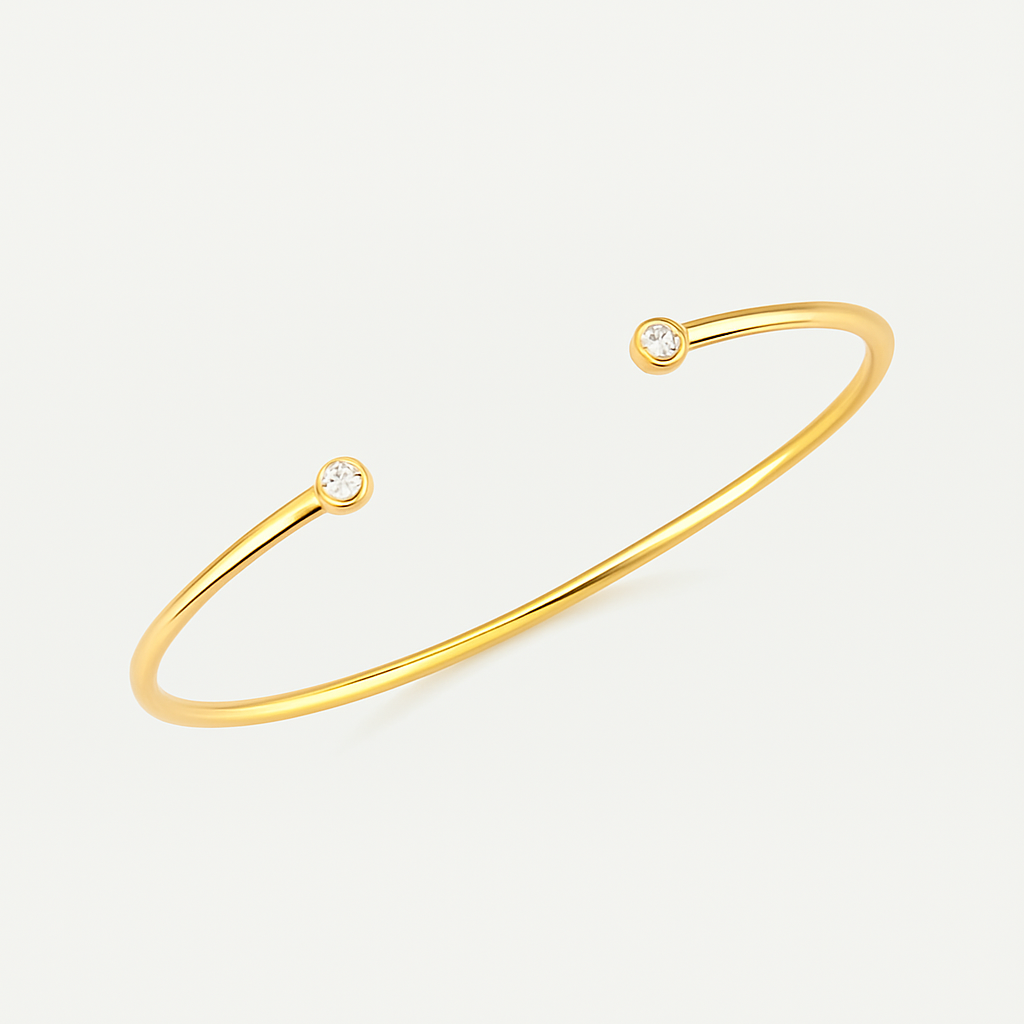 Iris Bangle – Bezel Set Moissanite Open Bangle in 925 Sterling Silver
