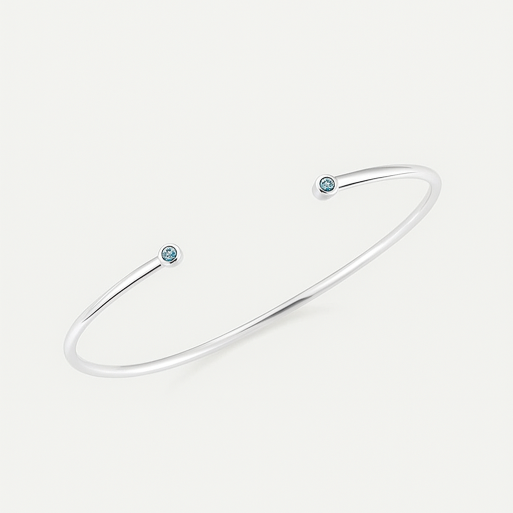 Iris Bangle – Bezel Set Moissanite Open Bangle in 925 Sterling Silver