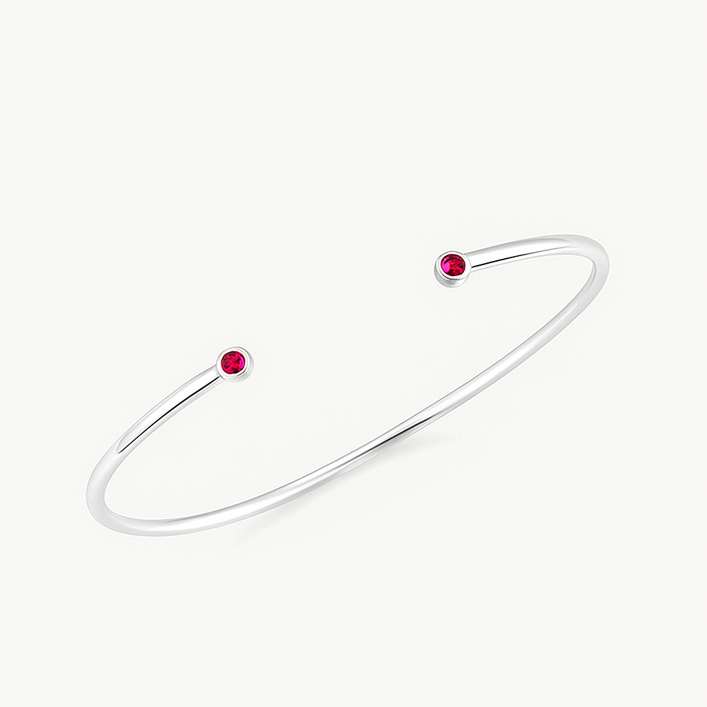 Iris Bangle – Bezel Set Moissanite Open Bangle in 925 Sterling Silver