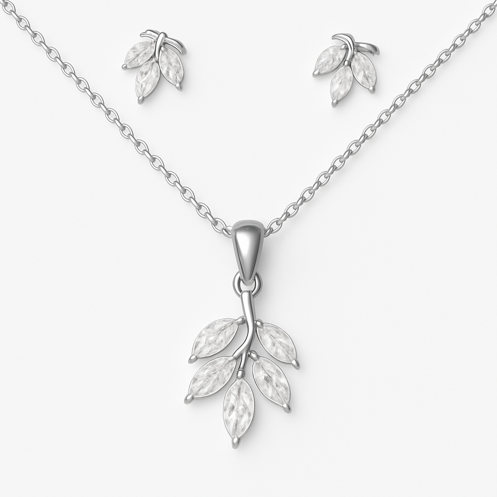 Autumn leaf Sterling Silver Pendant Set