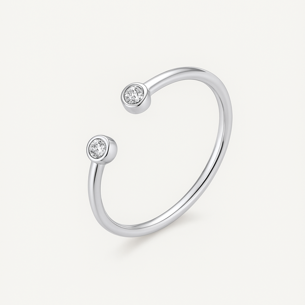 Iris Ring – Bezel Set Moissanite Open Ring in 925 Sterling Silver