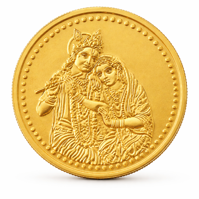 Radha Krishna gold coin
