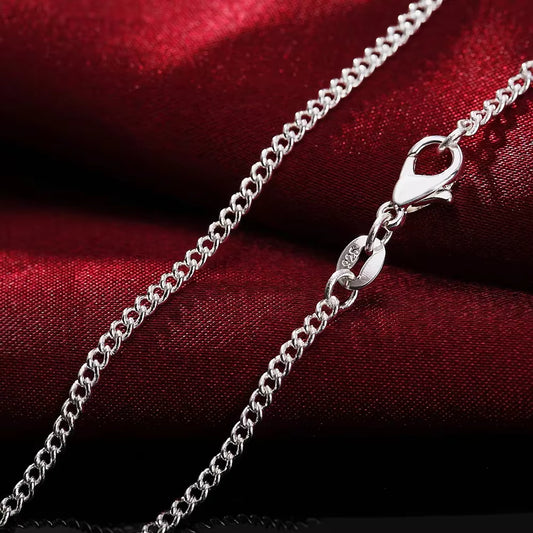 2MM 925 Sterling Silver String Chain For Women Men High Quality Jewellery Gifts
