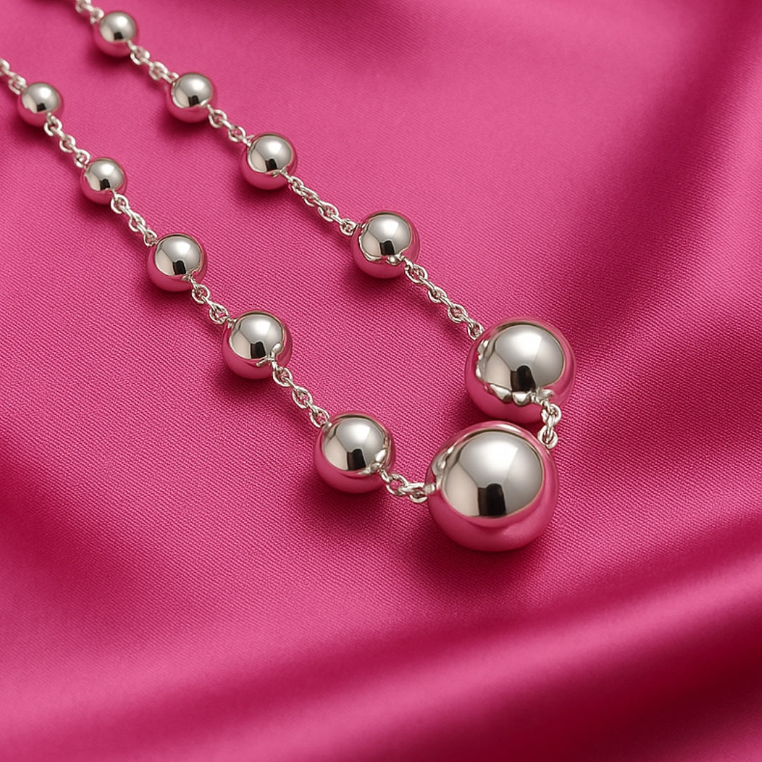Rivansh 18-Inch Ball Design Sterling Silver Necklace