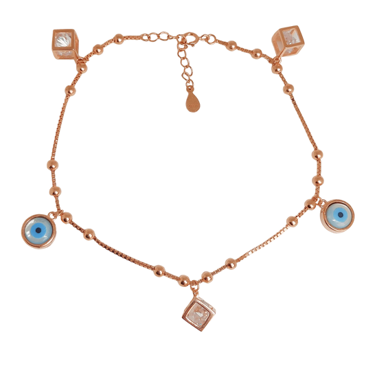 Cubic evil eye anklet 925 Silver,Anklet,925 silver,rivansh.co
