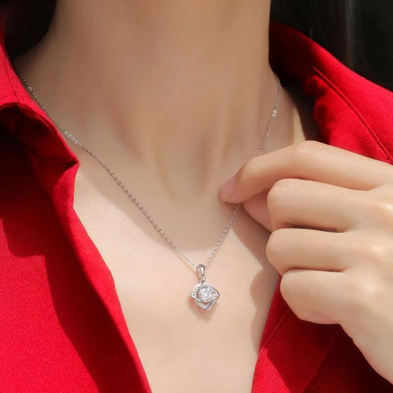 1ct Moissanite Sterling Silver Pendant for Girls/Women With Chain | Rivansh Jewels | 925 Sterling Silver Jewelry Store | Rivansh.co | Luxury Sterling Silver Jewellery Online