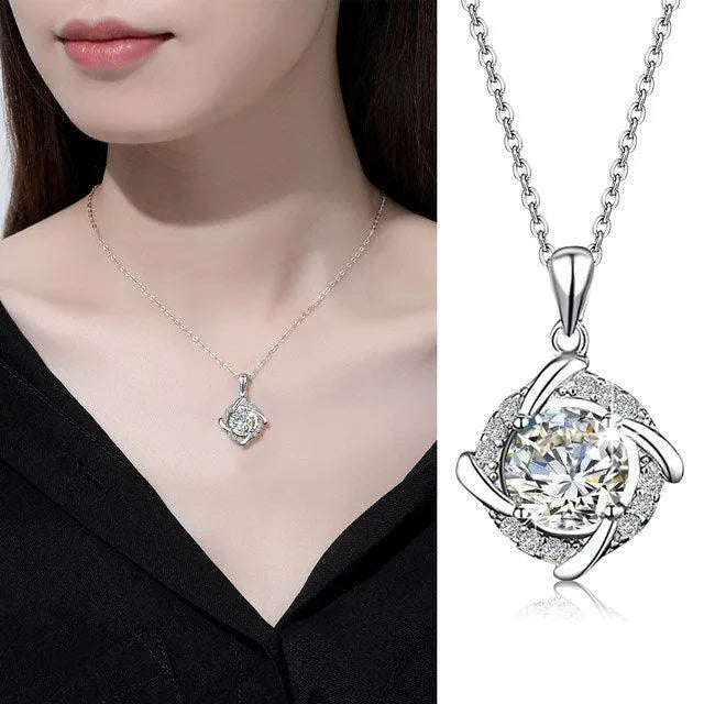 1ct Moissanite Sterling Silver Pendant for Girls/Women With Chain | Rivansh Jewels | 925 Sterling Silver Jewelry Store | Rivansh.co | Luxury Sterling Silver Jewellery Online