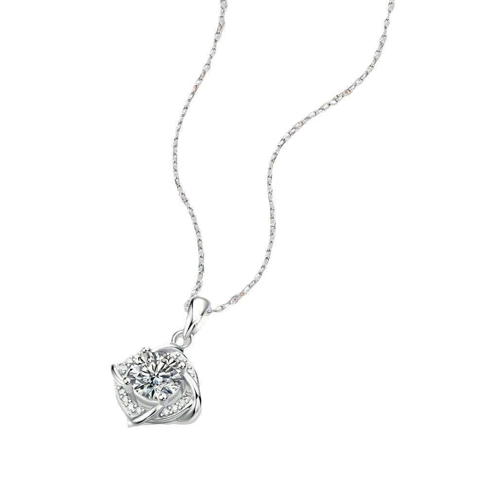 1ct Moissanite Sterling Silver Pendant for Girls/Women With Chain | Rivansh Jewels | 925 Sterling Silver Jewelry Store | Rivansh.co | Luxury Sterling Silver Jewellery Online