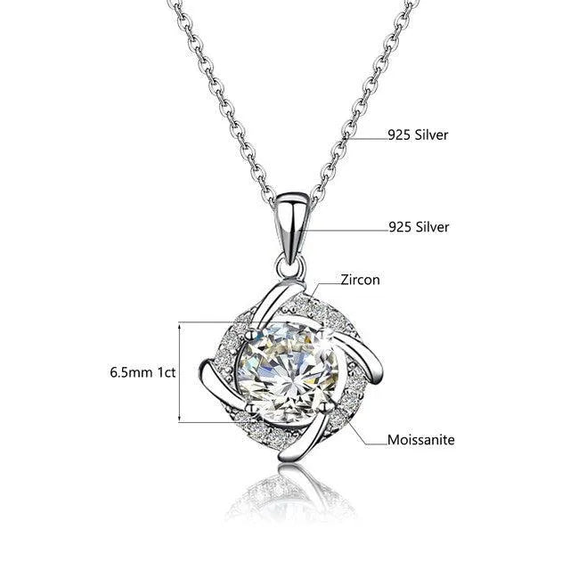 1ct Moissanite Sterling Silver Pendant for Girls/Women With Chain | Rivansh Jewels | 925 Sterling Silver Jewelry Store | Rivansh.co | Luxury Sterling Silver Jewellery Online