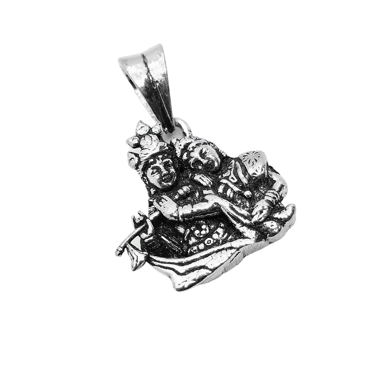 Lord Krishna and Radha Silver Pendent For Men/Women - Rivansh