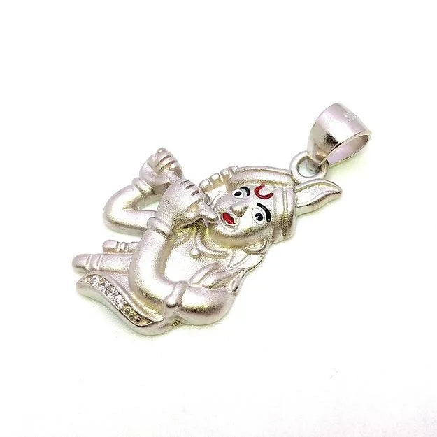 Lord Krishna Playing Fluid Silver Pendent For Men/Women - Rivansh