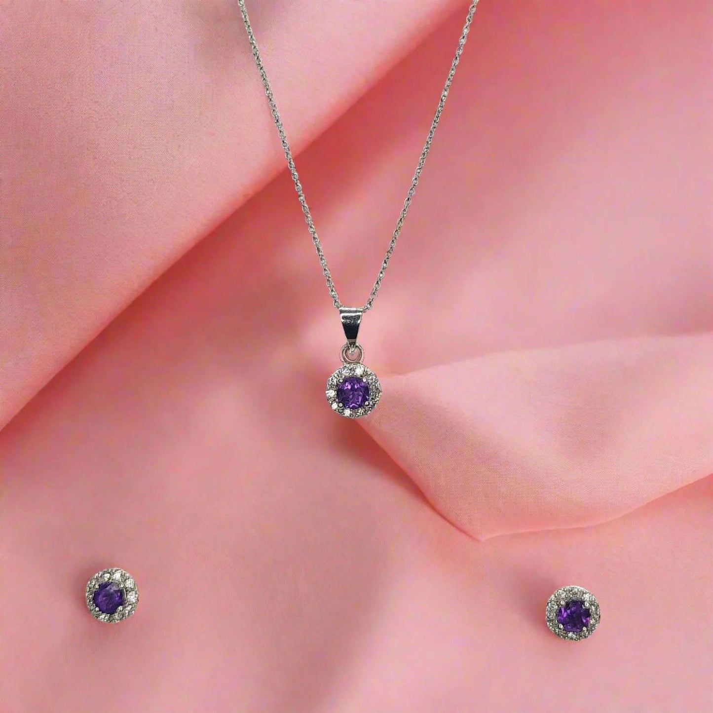 Purple Gemstone Sterling Silver Pendant Set with Chain for Women - Rivansh