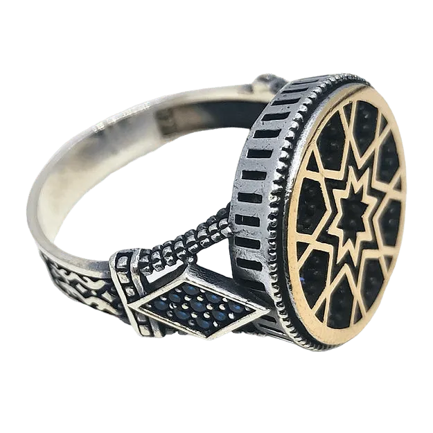 Round Turkish Ring for Men: 92.5 Sterling Silver Elegance - Rivansh