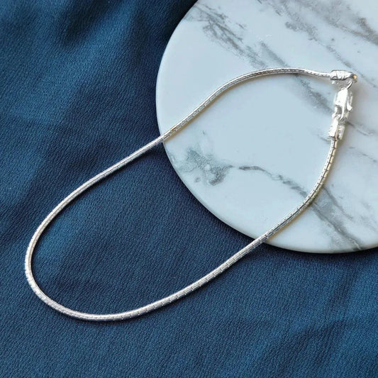 Smooth Rope Chain Silver Anklet for Women