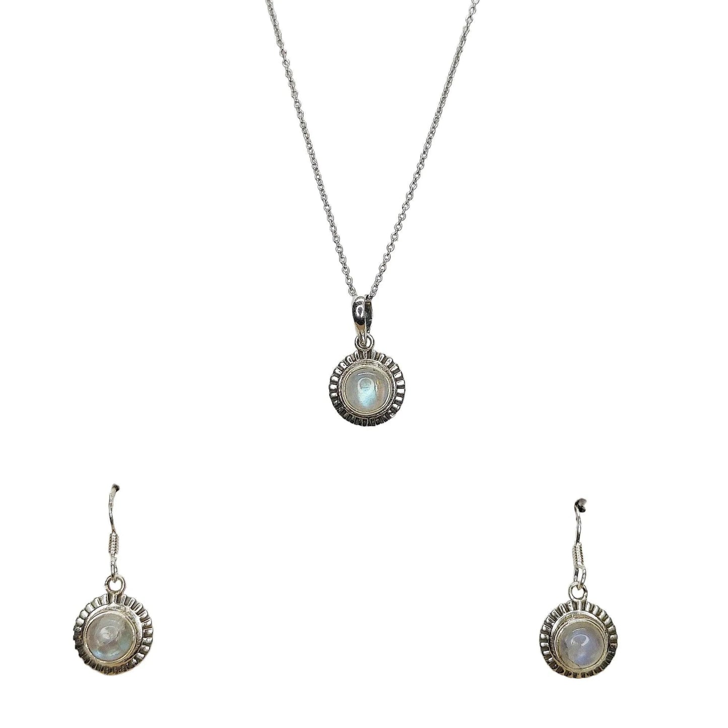 White Stone Sunflower Sterling Silver Pendant Set with Chain for Women - Rivansh