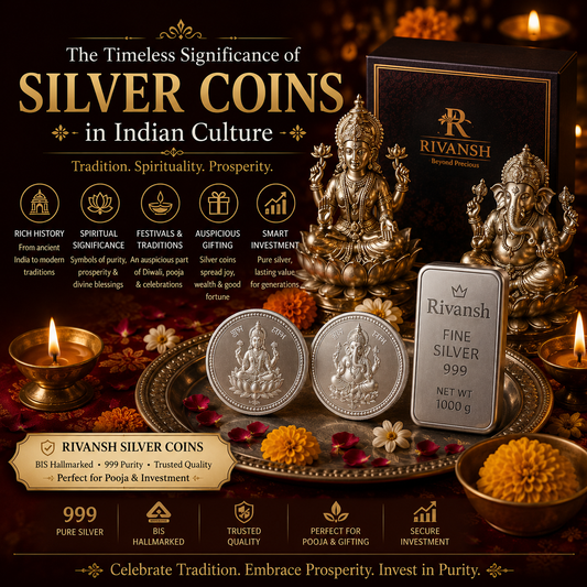 Lakshmi Ganesh 999 silver coin and bar for Diwali pooja ritual