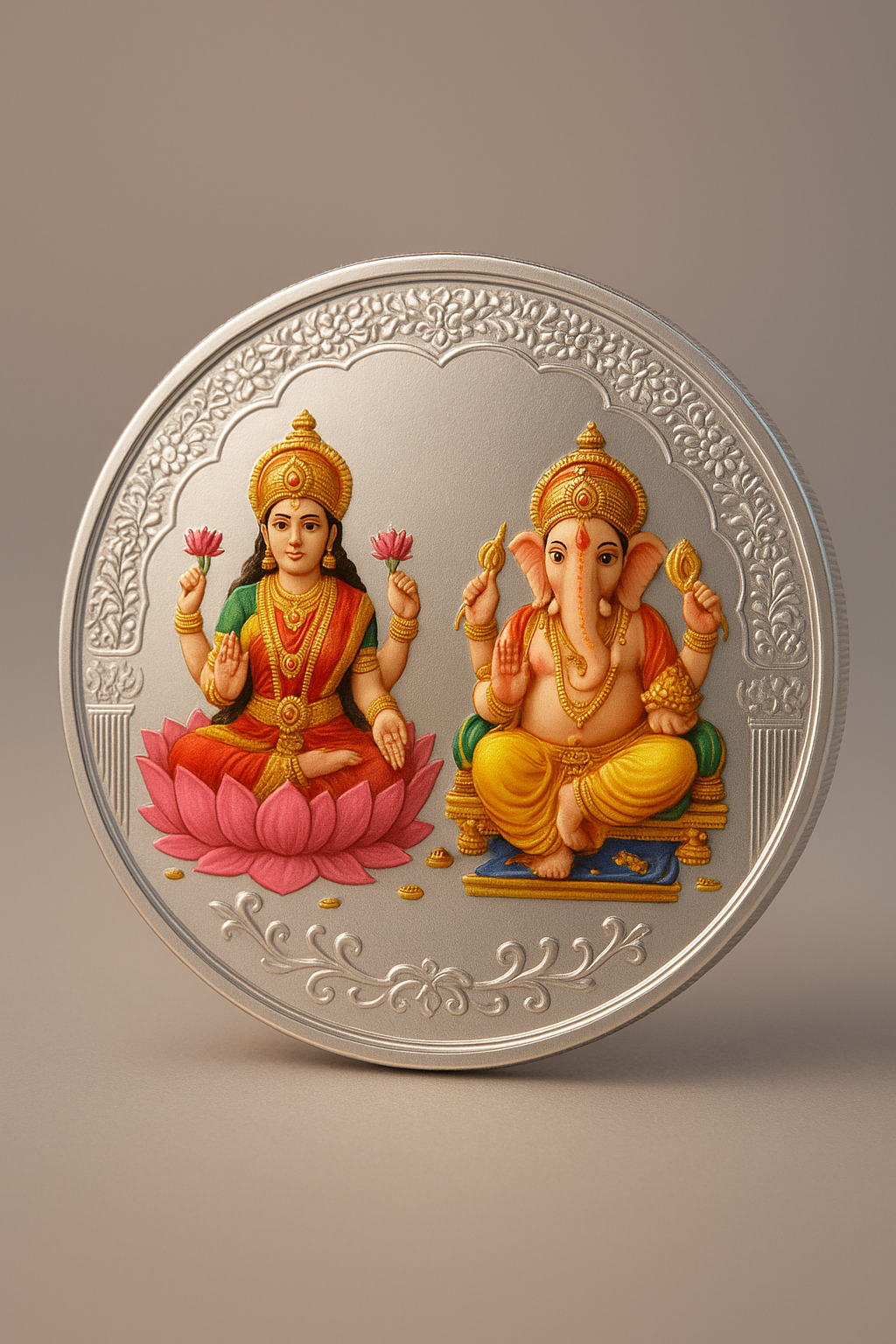 Lord Ganesha lakshmi Pure 999 Silver Coin By Rivansh