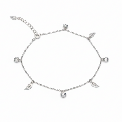925 Sterling Silver leaf Anklet