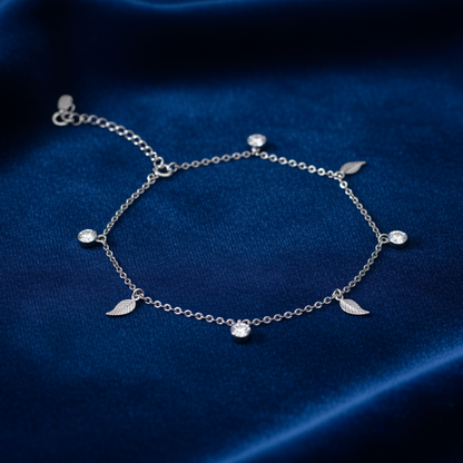 925 Sterling Silver leaf Anklet