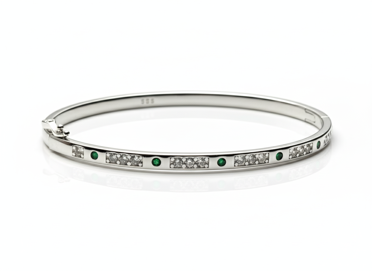 The Green Sterling Silver Cuff Bracelet for Women