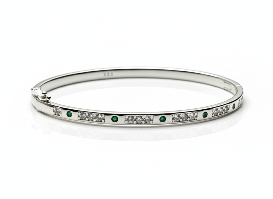 The Green Sterling Silver Cuff Bracelet for Women