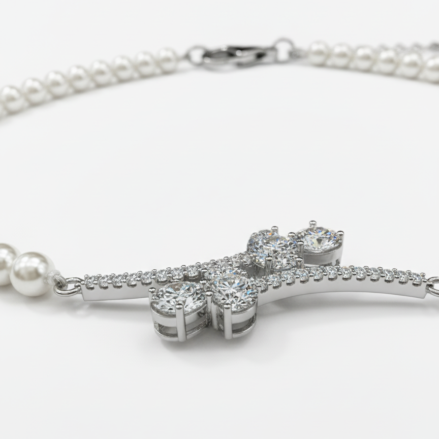 Lace of Light Pearl Sterling Silver Bracelet for Women