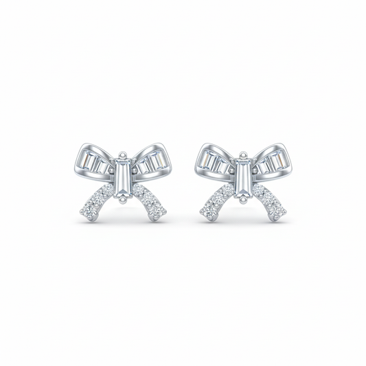Glimmer Bow Sterling Silver Polki Zircon Earrings
