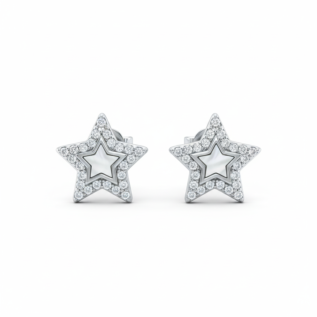 Radiant Star Sterling Silver Earrings