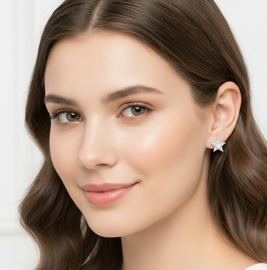 Radiant Star 925 Sterling Silver Earrings for Women