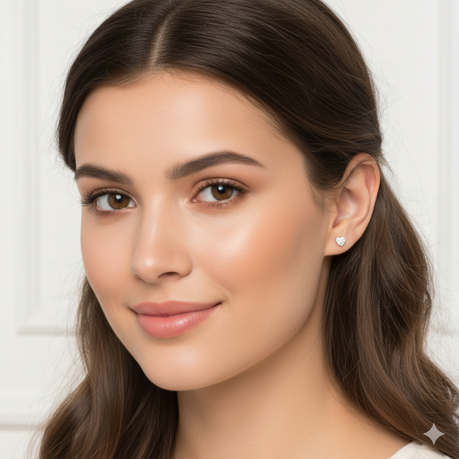 Heartfelt Sparkle 925 Sterling Silver Heart Earrings for Women