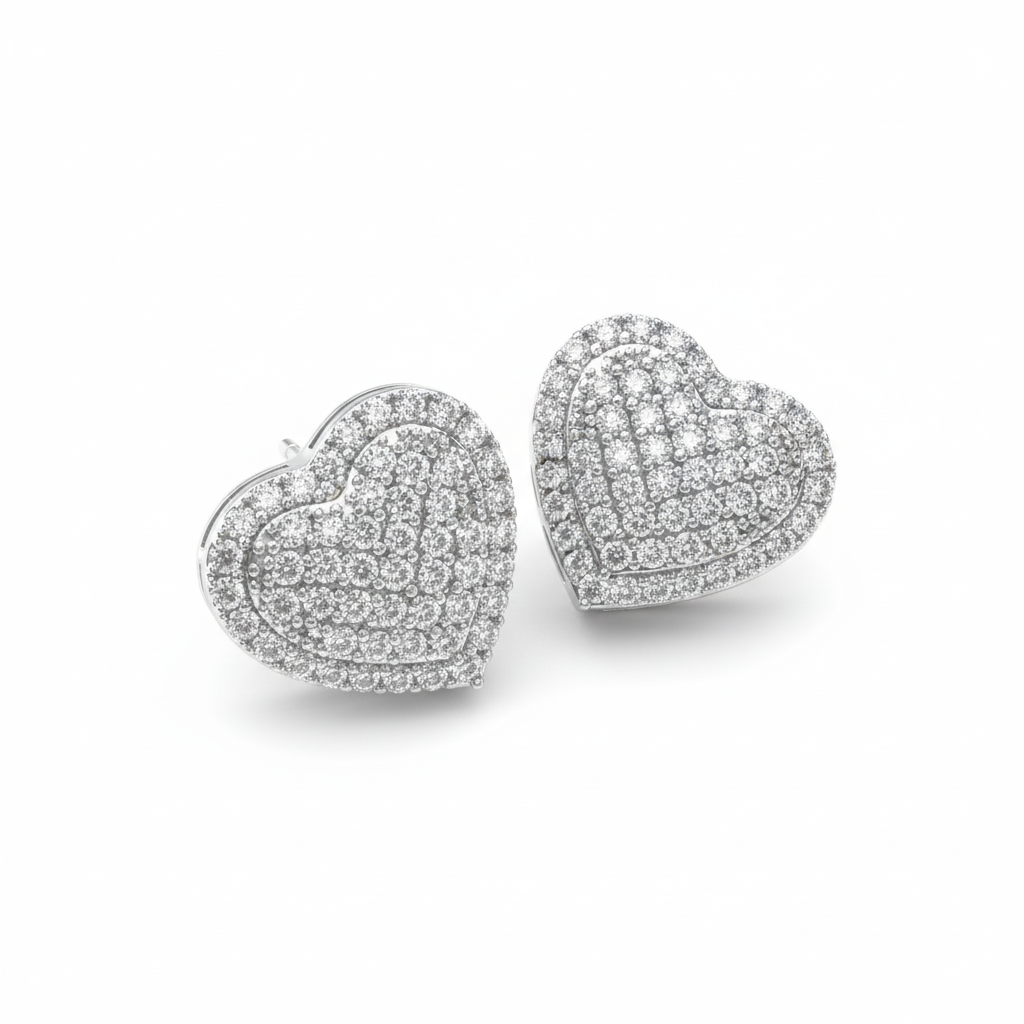 Heartfelt Sparkle Sterling Silver Heart Earrings
