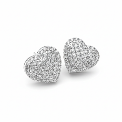 Heartfelt Sparkle Sterling Silver Heart Earrings