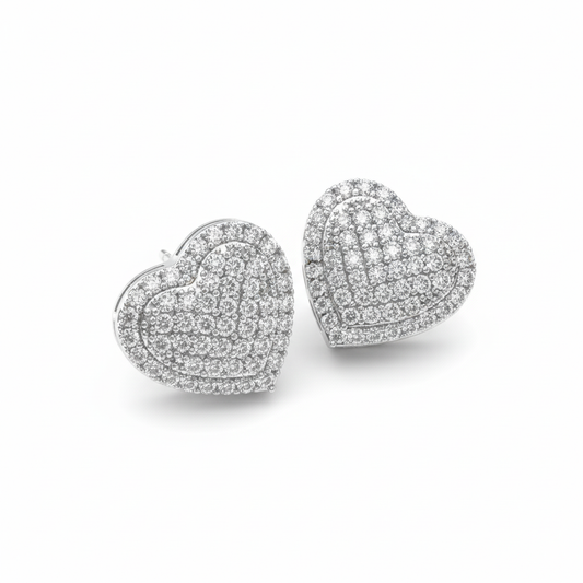 Heartfelt Sparkle Sterling Silver Heart Earrings