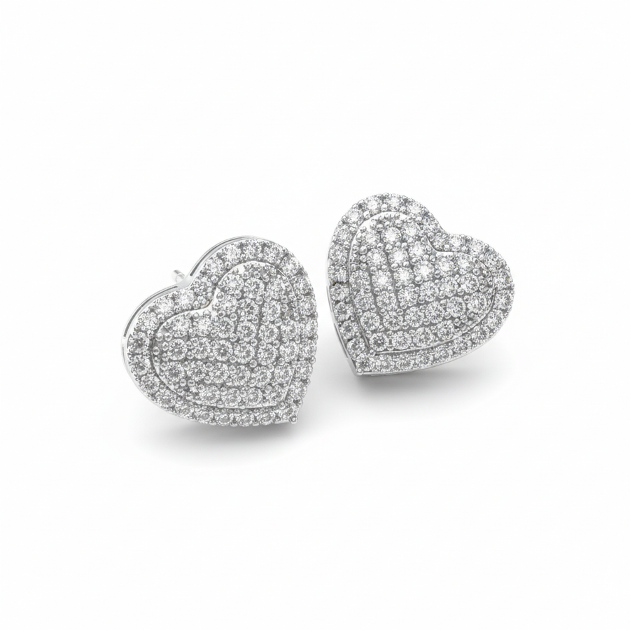 Heartfelt Sparkle Sterling Silver Heart Earrings
