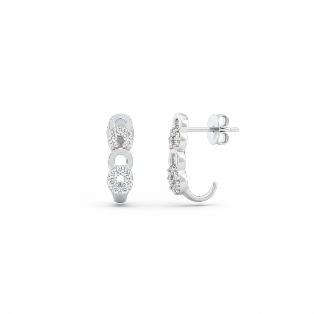 Sleek Radiance Sterling Silver Earrings