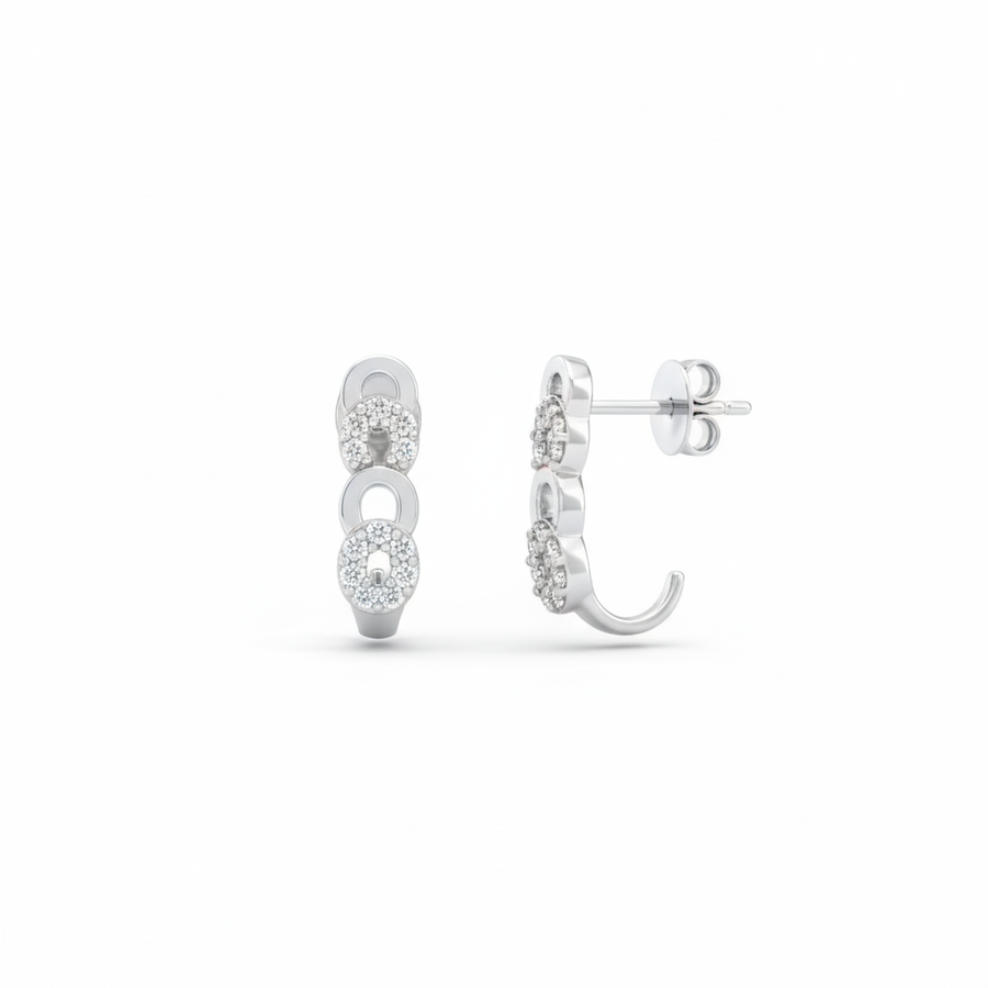 Sleek Radiance Sterling Silver Earrings