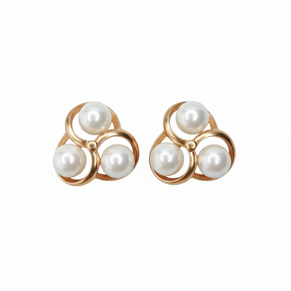 Spinning Pearl Sterling Silver Earrings for Women (Gold Plated)