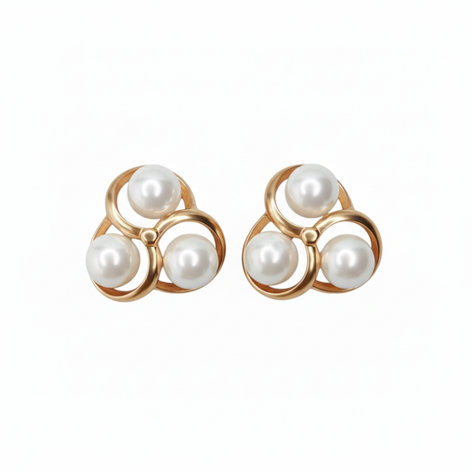 Spinning Pearl Sterling Silver Earrings for Women (Gold Plated)