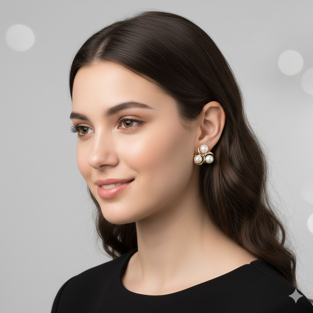 Spinning Pearl Sterling Silver Earrings for Women (Gold Plated)