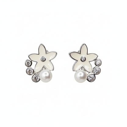 Spring Floral Pearl Sterling Silver Earring for Girls/Women
