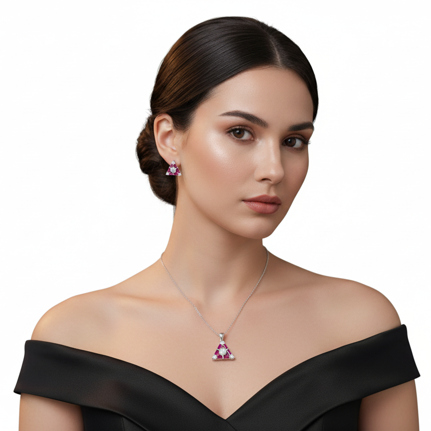 The Apex Triangle Pendent Set for Women - Rivansh