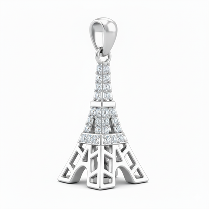 Eiffel Tower Sterling Silver Pendent Set With Chain for Women