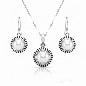 White Stone Sunflower Sterling Silver Pendant Set with Chain for Women
